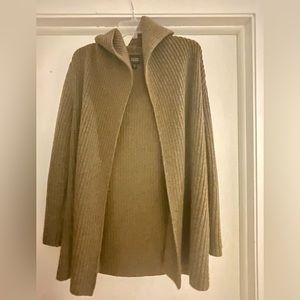 Wool Eileen Fisher Hooded Sweater - Dark Green - Medium